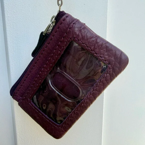 Rare Fossil Long Live Vintage 1954 Eggplant Leather Keychain Coin Pouch SL2999 - Picture 3 of 9